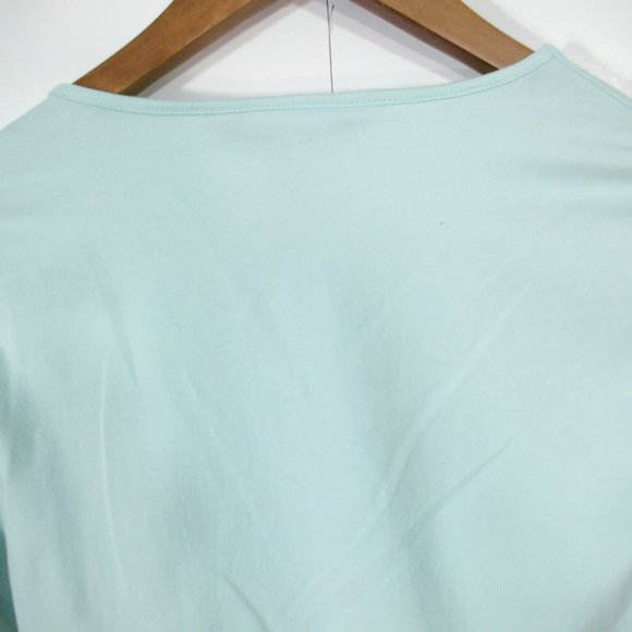 Eddie Bauer Surplice Top Womens Extra Small Seafoam Pima Cotton Long Sleeve - Picture 6 of 7